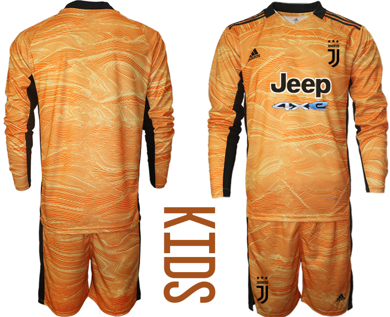 Youth 2021-2022 Club Juventus orange yellow Goalkeeper Long Sleeve blank Adidas Soccer Jersey